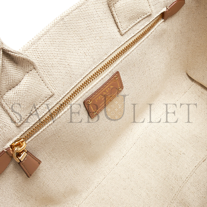 Pra*a brand-typography linen-blend tote bag 1bg474 (31*24*13cm)